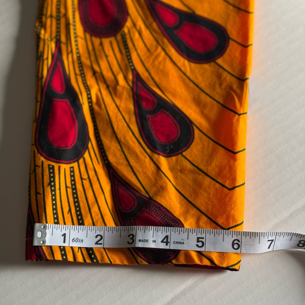 Bold Mustard Yellow Wrap Maxi Dress with Red & Black Accents 57”for wrapping - Picture 9 of 12